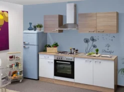 Flex-Well Classic Küchenzeile Florida 210 cm Sonoma Eiche-Weiß-Sonoma Eiche