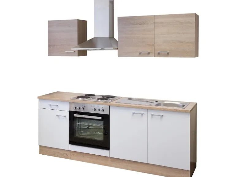 Flex-Well Classic Küchenzeile Florida 210 cm Sonoma Eiche-Weiß-Sonoma Eiche