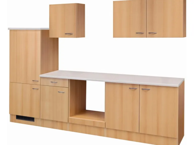 Flex-Well Classic Küchenzeile Nano 270 cm ohne E-Geräte Buche Nachbildung