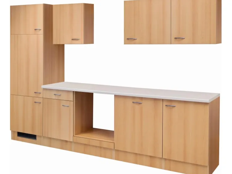 Flex-Well Classic Küchenzeile Nano 280 cm ohne E-Geräte Buche Nachbildung