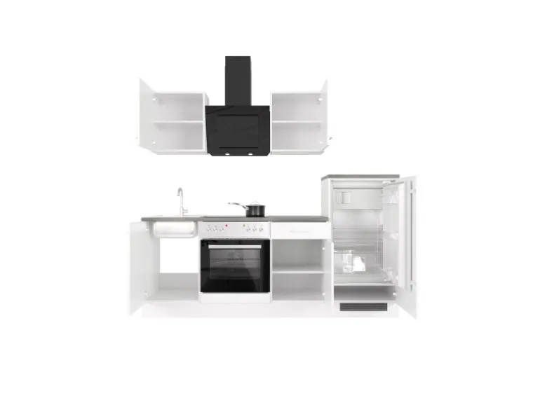 Flex-Well Classic Küchenzeile Lucca 220 cm Weiß matt - Caledonia