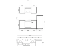 Flex-Well Classic Küchenzeile Lucca 220 cm Weiß matt - Caledonia