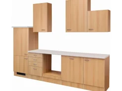 Flex-Well Classic Küchenzeile Nano 280 cm ohne E-Geräte Buche Nachbildung