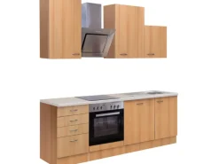 Flex-Well Classic Küchenzeile Nano 220 cm Buche Nachbildung