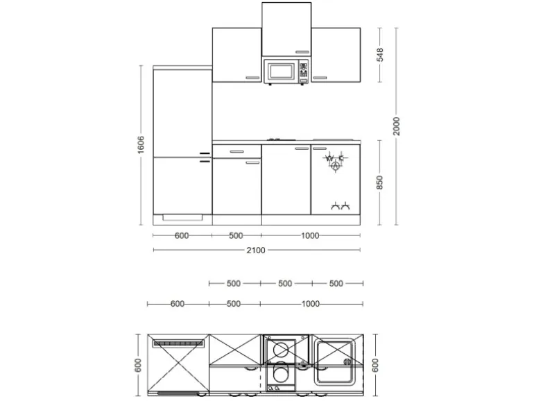 Flex-Well Classic Küchenzeile Wito 210 cm Weiß