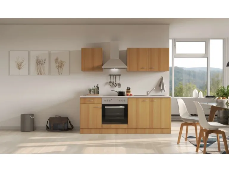 Flex-Well Classic Küchenzeile Nano 210 cm Buche