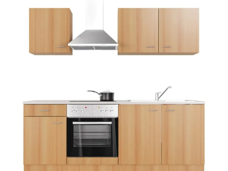 Flex-Well Classic Küchenzeile Nano 210 cm Buche