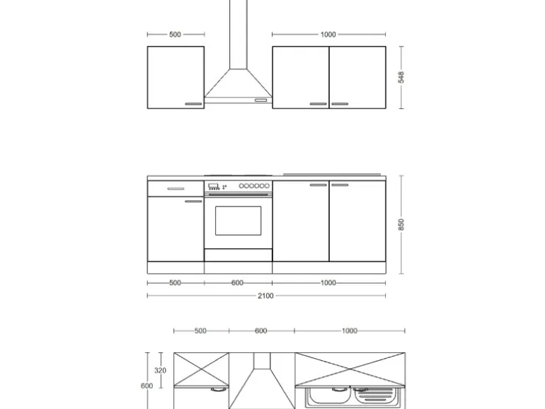 Flex-Well Classic Küchenzeile Wito 210 cm Weiß