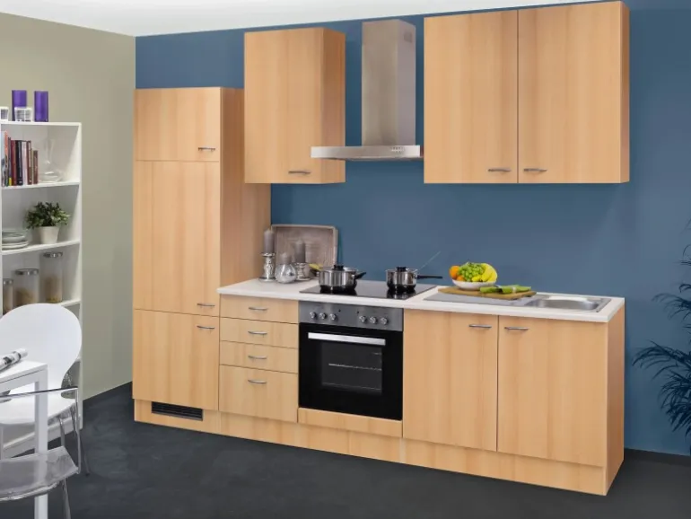 Flex-Well Classic Küchenzeile Nano 270 cm Buche Nachbildung