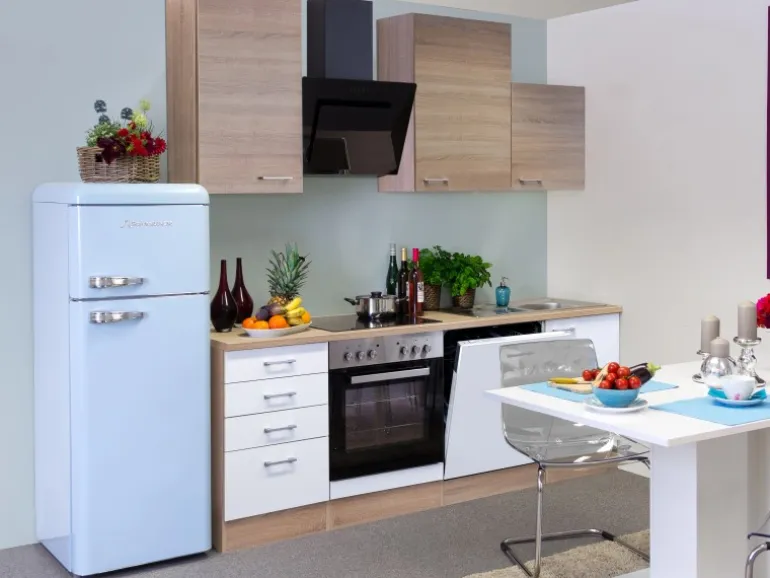 Flex-Well Classic Küchenzeile Florida 220 cm Sonoma Eiche-Weiß-Sonoma Eiche