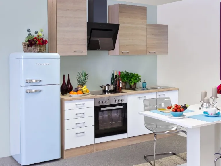 Flex-Well Classic Küchenzeile Florida 220 cm Sonoma Eiche-Weiß-Sonoma Eiche