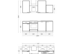 Flex-Well Classic Küchenzeile Florida 220 cm Weiß - Sonoma Eiche