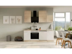 Flex-Well Classic Küchenzeile Florida 220 cm Weiß - Sonoma Eiche