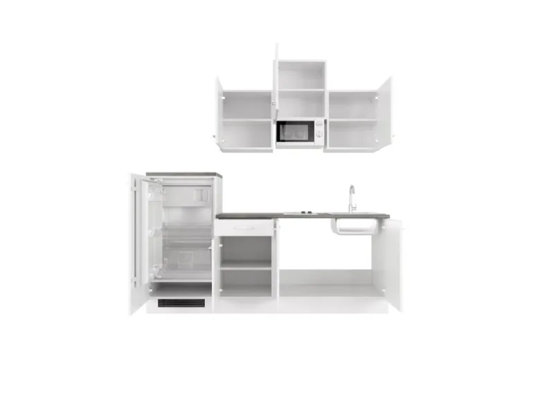 Flex-Well Classic Küchenzeile Lucca 210 cm Weiß matt - Caledonia