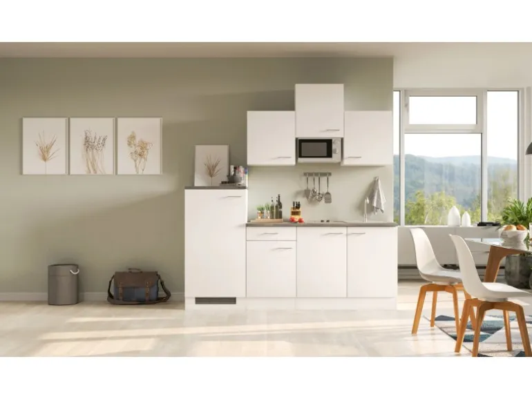 Flex-Well Classic Küchenzeile Lucca 210 cm Weiß matt - Caledonia