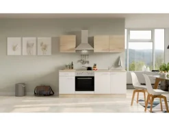 Flex-Well Classic Küchenzeile Florida 210 cm Weiß - Sonoma Eiche