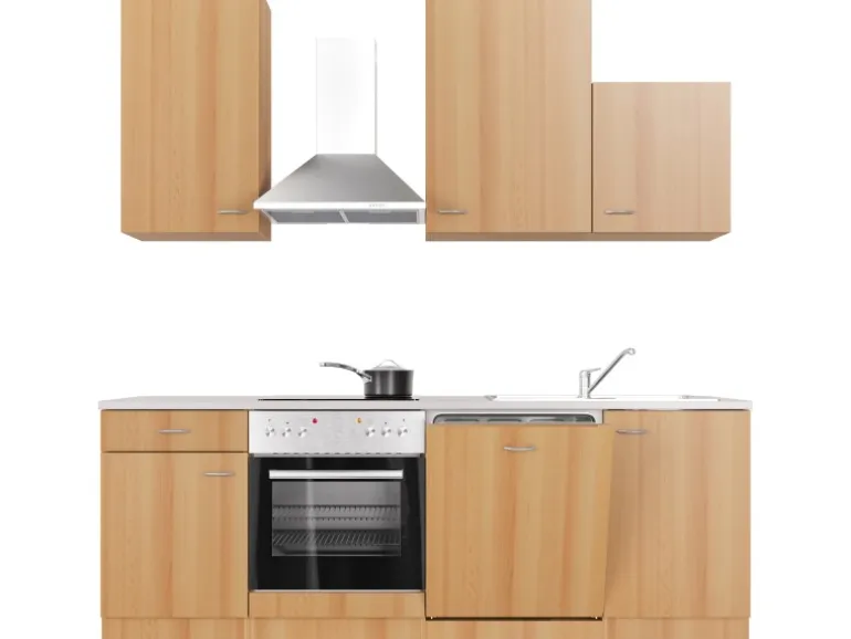 Flex-Well Classic Küchenzeile Nano 220 cm Buche