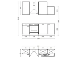 Flex-Well Classic Küchenzeile Wito 220 cm Weiß