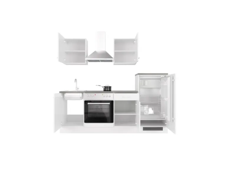 Flex-Well Classic Küchenzeile Lucca 220 cm Weiß matt - Caledonia