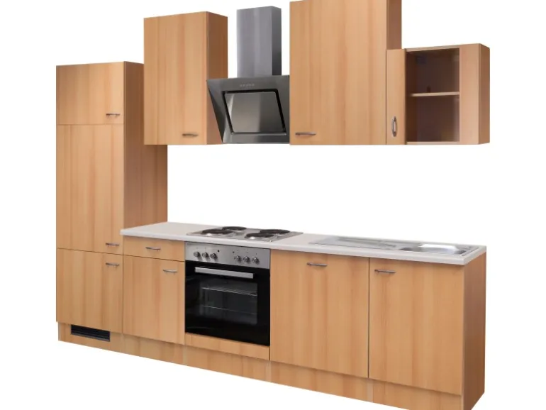 Flex-Well Classic Küchenzeile Nano 280 cm Buche Nachbildung