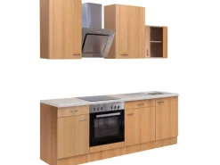 Flex-Well Classic Küchenzeile Nano 220 cm Buche Nachbildung