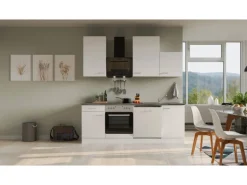 Flex-Well Classic Küchenzeile Lucca 220 cm Weiß matt - Caledonia