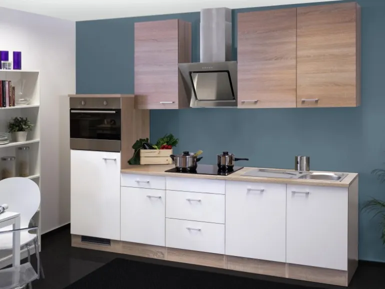 Flex-Well Classic Küchenzeile Florida 280 cm Weiß-Sonoma Eiche Nachbildung