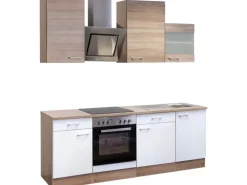 Flex-Well Classic Küchenzeile Florida 220 cm Sonoma Eiche-Weiß-Sonoma Eiche