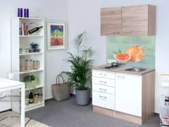 Flex-Well Classic Miniküche Florida 100 cm Weiß Eiche Sonoma