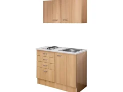 Flex-Well Classic Miniküche Nano 100 cm Buche Nachbildung