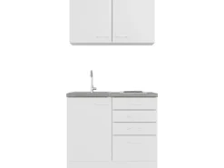 Flex-Well Classic Miniküche Lucca 100 cm Weiß matt - Caledonia