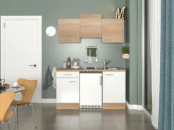 Flex-Well Classic Singleküche Florida 150 cm Weiß - Sonoma Eiche