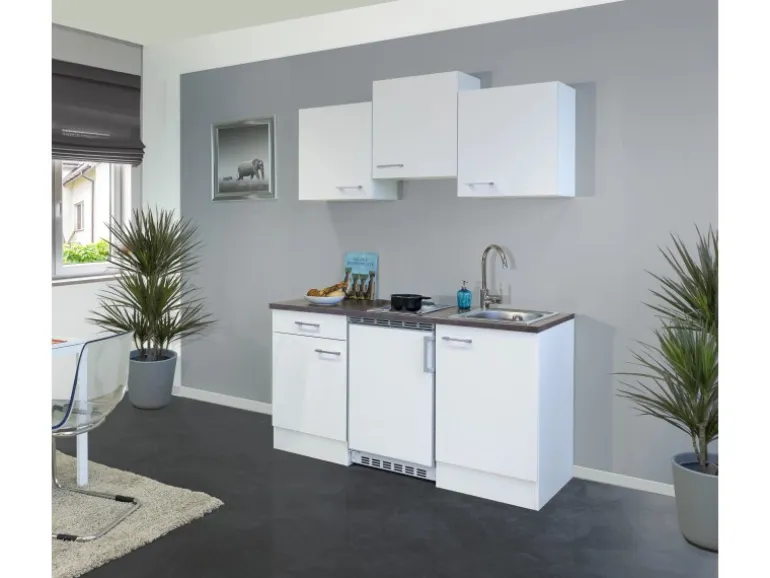 Flex-Well Classic Singleküche Lucca 150 cm Weiß matt - Caledonia