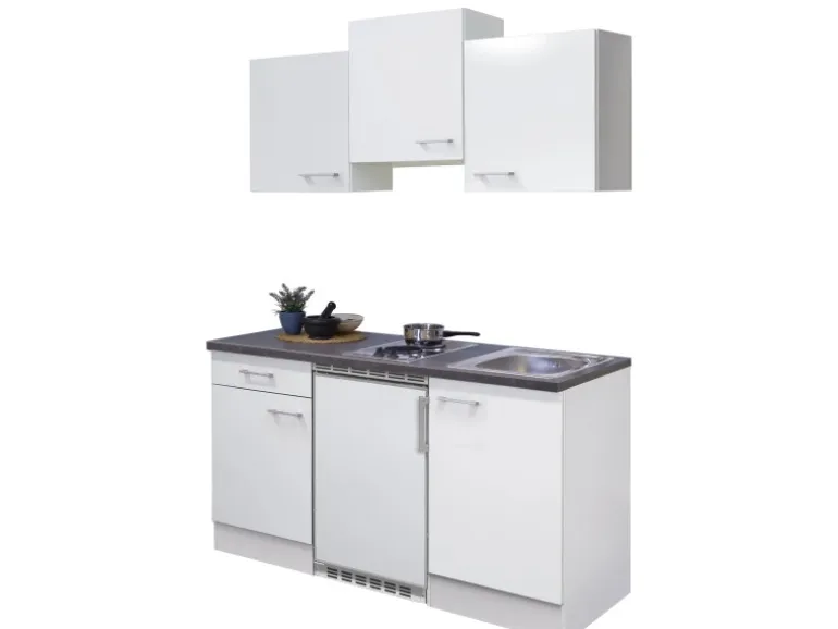 Flex-Well Classic Singleküche Lucca 150 cm Weiß matt - Caledonia