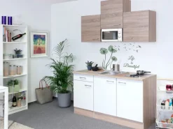 Flex-Well Classic Singleküche Florida 150 cm Sonoma Eiche-Weiß-Sonoma Eiche