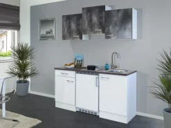 Flex-Well Classic Singleküche Lucca 150 cm Weiß-Caledonia