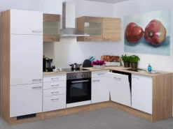 Flex-Well Classic Winkelküche Florida 280 cm ohne E-Geräte Sonoma Eiche-Weiß