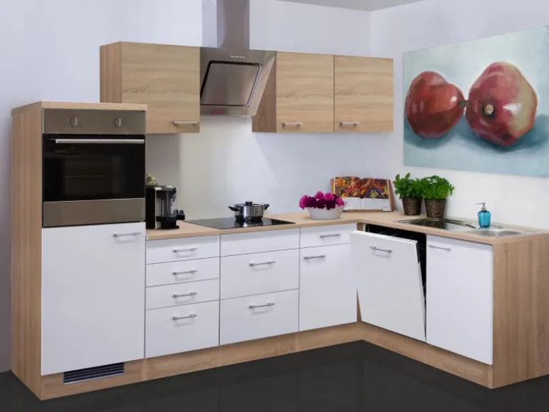 Flex-Well Classic Winkelküche Florida 280x170 cm Weiß-Sonoma Eiche Nachbildung