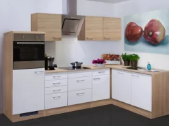 Flex-Well Classic Winkelküche Florida 280x170 cm Weiß-Sonoma Eiche Nachbildung