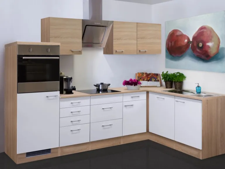 Flex-Well Classic Winkelküche Florida 280x170 cm Weiß-Sonoma Eiche Nachbildung