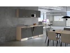 Flex-Well Exclusiv Büroküche Morena 210 cm Basaltgrau matt-San Remo Eiche hell