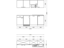 Flex-Well Exclusiv Büroküche Morena 210 cm Basaltgrau Matt - San Remo Eiche Hell