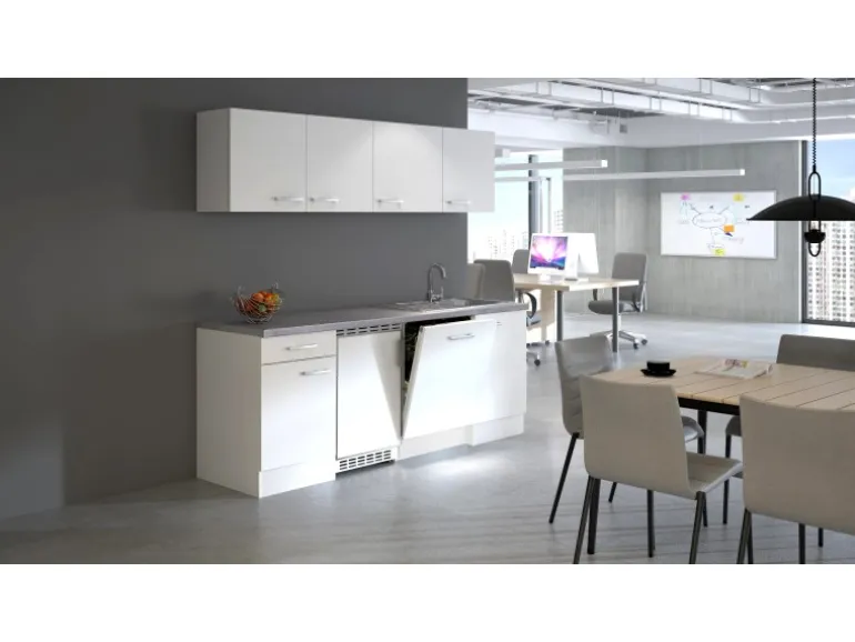 Flex-Well Exclusiv Büroküche Joelina 210 cm Weiß