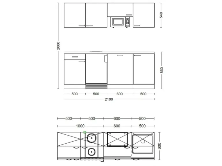 Flex-Well Exclusiv Büroküche Joelina 210 cm Weiß