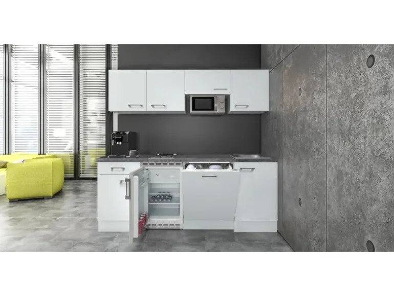 Flex-Well Exclusiv Büroküche Joelina 210 cm Weiß