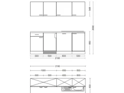 Flex-Well Exclusiv Büroküche Morena 210 cm Basaltgrau matt-San Remo Eiche hell