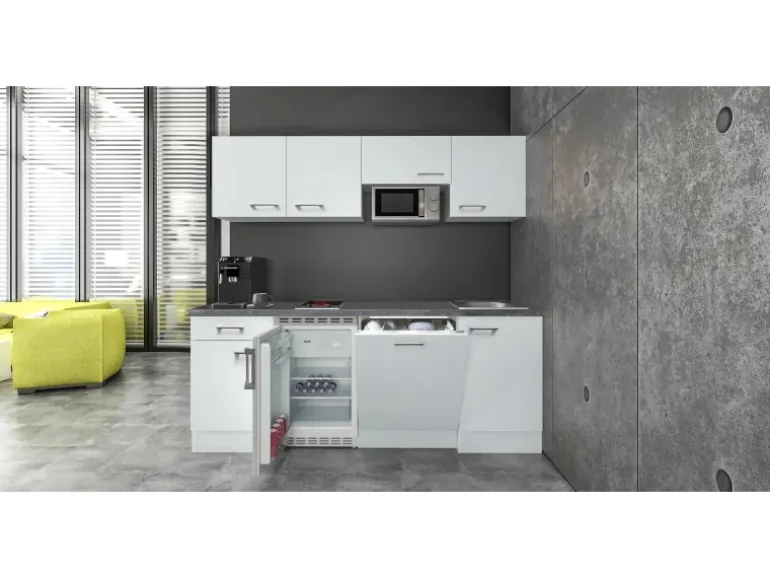 Flex-Well Exclusiv Büroküche Joelina 210 cm Weiß