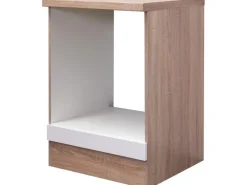 Flex-Well Exclusiv Herdumbauschrank Valero 60cm Hochglanz Weiß-Sono. Eiche