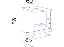 Flex-Well Exclusiv Herdumbauschrank Orlando 60cm Kaschmir Glanz-Sonoma Eiche