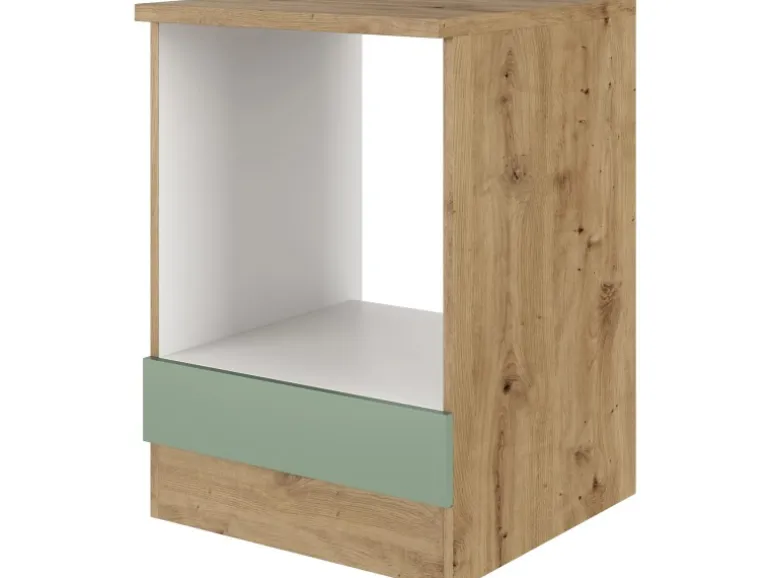 Flex-Well Exclusiv Herdumbauschrank Cara 60cm Schilfgrün matt - Artisan Eiche